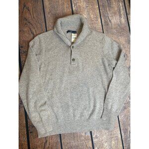 J.Crew Mens XL 100% Lambswool Shawl Collar Sweater Grey Luxury Preppy